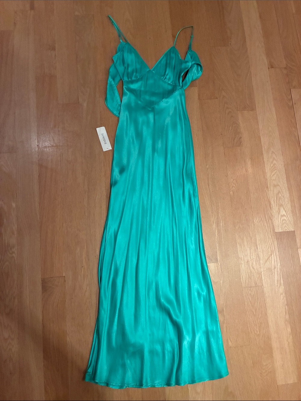 Bardot Teal Satin Slip Maxi Dress